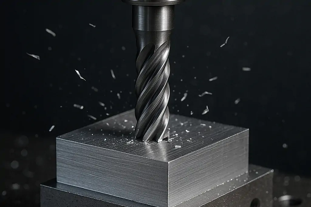 Nickel CNC machining with carbide end mill and coolant flow
