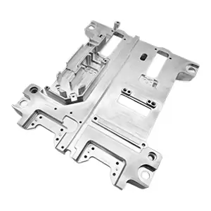 3-axis CNC machined aluminum base plate with pockets and bosses