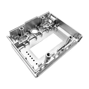 3-axis CNC milled aluminum frame with tapped holes and pockets