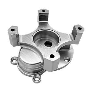 3-axis CNC machined hub housing with spokes and central bore