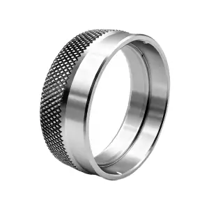 CNC machined knurled ring with precise round geometry