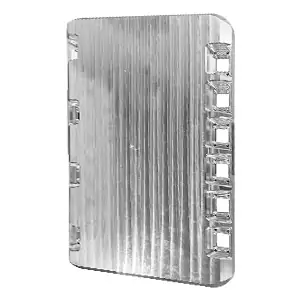 Large CNC machined aluminum panel with parallel grooves and precision finish