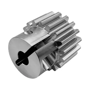 Mill-turn CNC machined spur gear with precision teeth and key slot