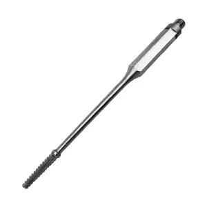 Swiss-type CNC machined precision shaft with fine tip and stepped profile