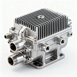 CNC machined aluminum heat sink with fins for optimal cooling and efficient heat dissipation.