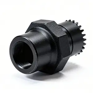 Black oxide coated CNC adapter with robust, long-lasting coating for high performance.