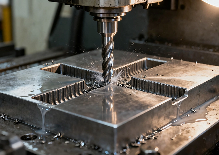 Carbon steel CNC machining overview with coated carbide and flood coolant