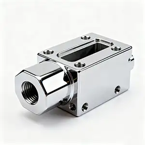 Chrome-plated CNC connector with a polished surface finish for improved functionality.