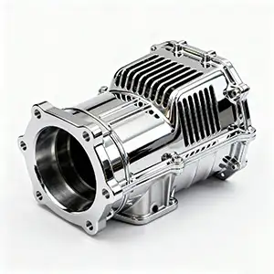Chrome-plated CNC motor housing with high shine and corrosion-resistant finish.