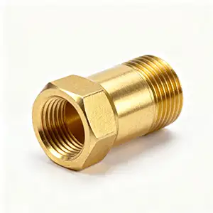 Brass fitting with deburred edges, ensuring smooth connection.