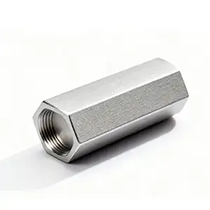 Hexagonal CNC part with deburred edges, polished for precision.
