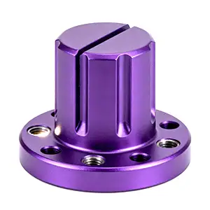 Purple E-coated CNC cap with smooth, high-quality finish.