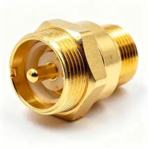 Gold-plated CNC adapter with corrosion-resistant and aesthetic surface finish.