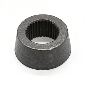 Heat-treated conical gear with hardened surface for enhanced durability.