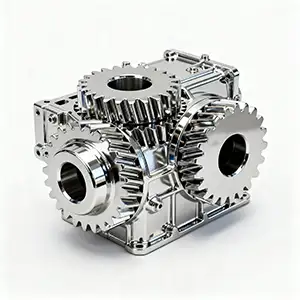 Nickel-plated CNC gearbox with high resistance to wear and corrosion.