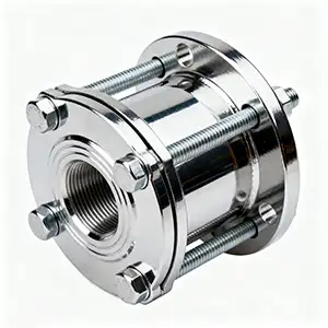 Nickel-plated CNC geared assembly with sleek finish and enhanced strength.
