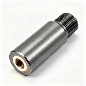 Cylindrical nitrided shaft with hardened surface for extended longevity.