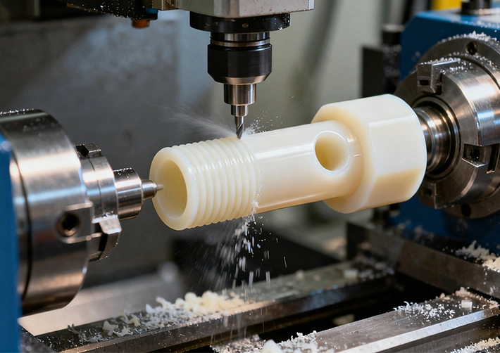 Nylon 3/4/5-axis CNC milling with O-flute cutters and vacuum fixturing
