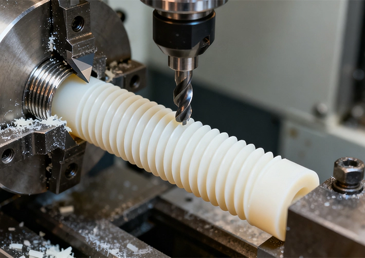 PEEK CNC turning/mill-turn for bushings and high-temp rings
