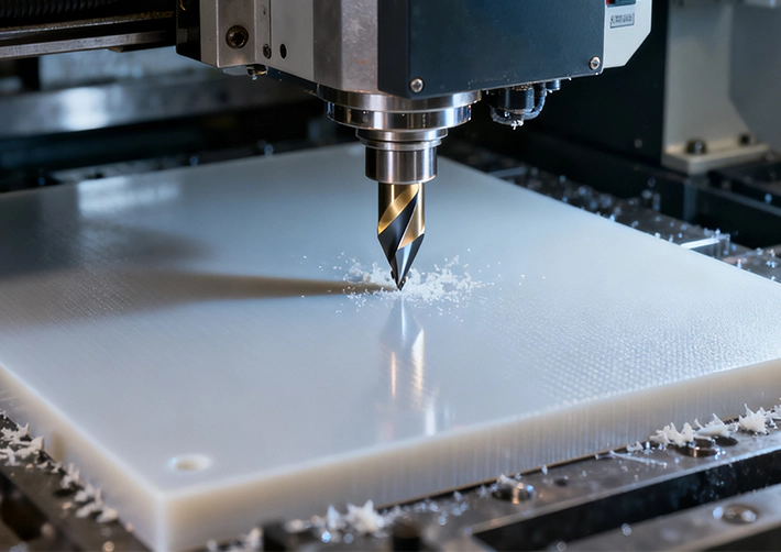PEI (ULTEM) CNC machining with air blast and sharp carbide tooling