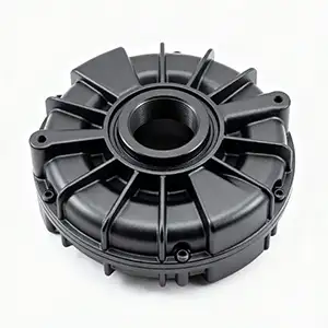 Powder-coated black fan cover with durable finish for extended wear.