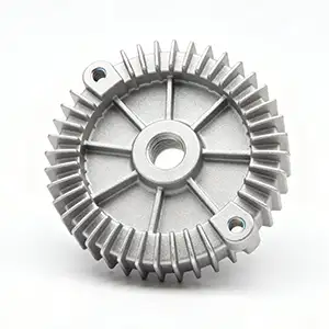 Circular CNC component with sandblasted finish for improved texture.