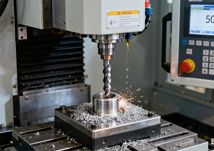 Stainless steel CNC milling with high-pressure coolant