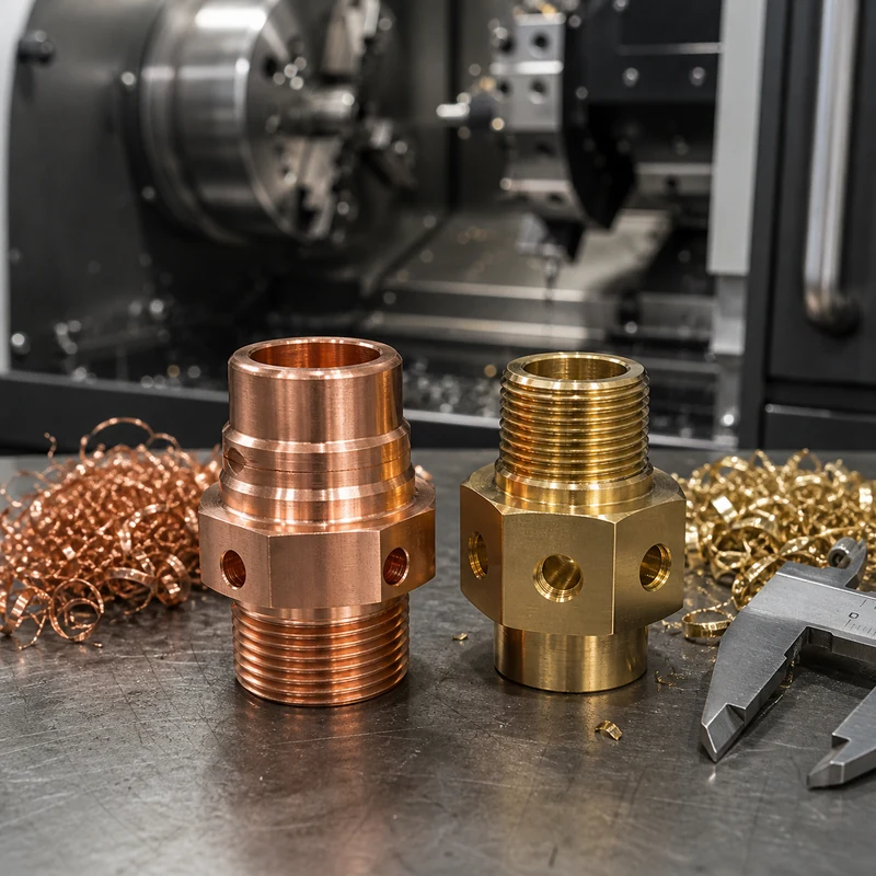 Copper vs Brass CNC machining material scene - MTSPi CNC