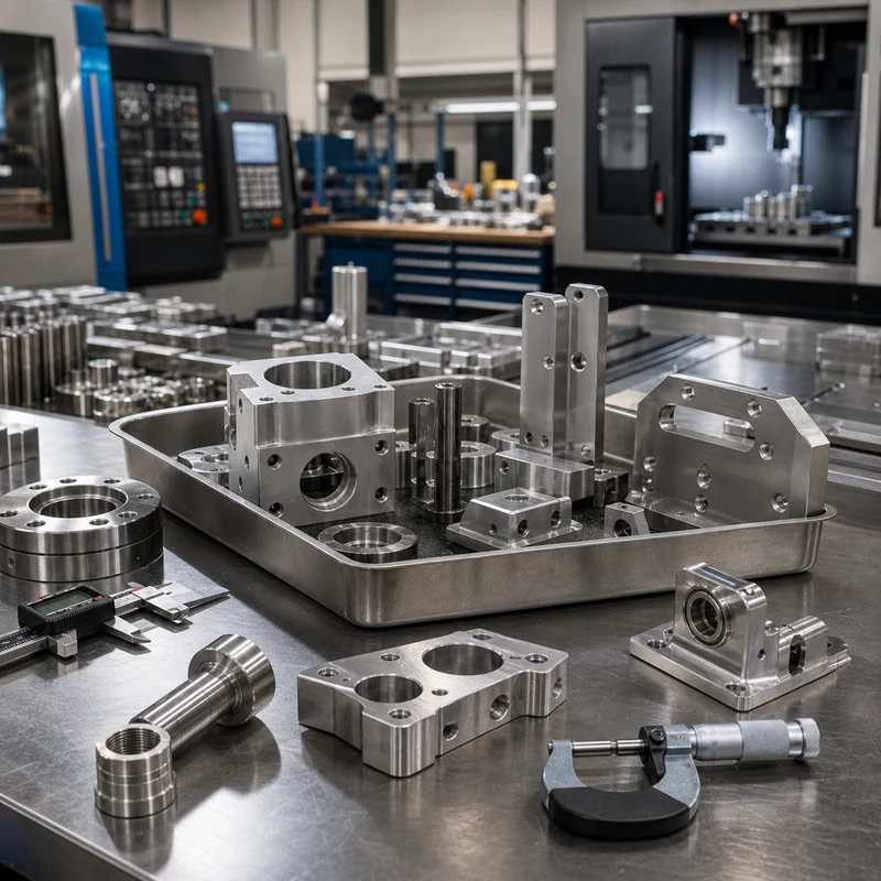 Custom metal parts manufacturing in a CNC workshop