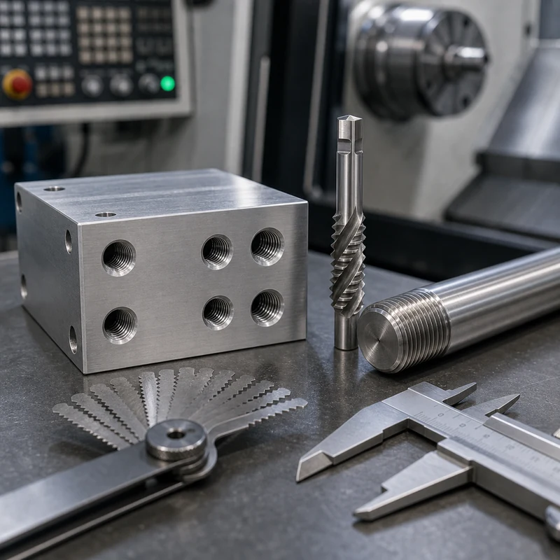 Tapping versus threading tools and machined parts