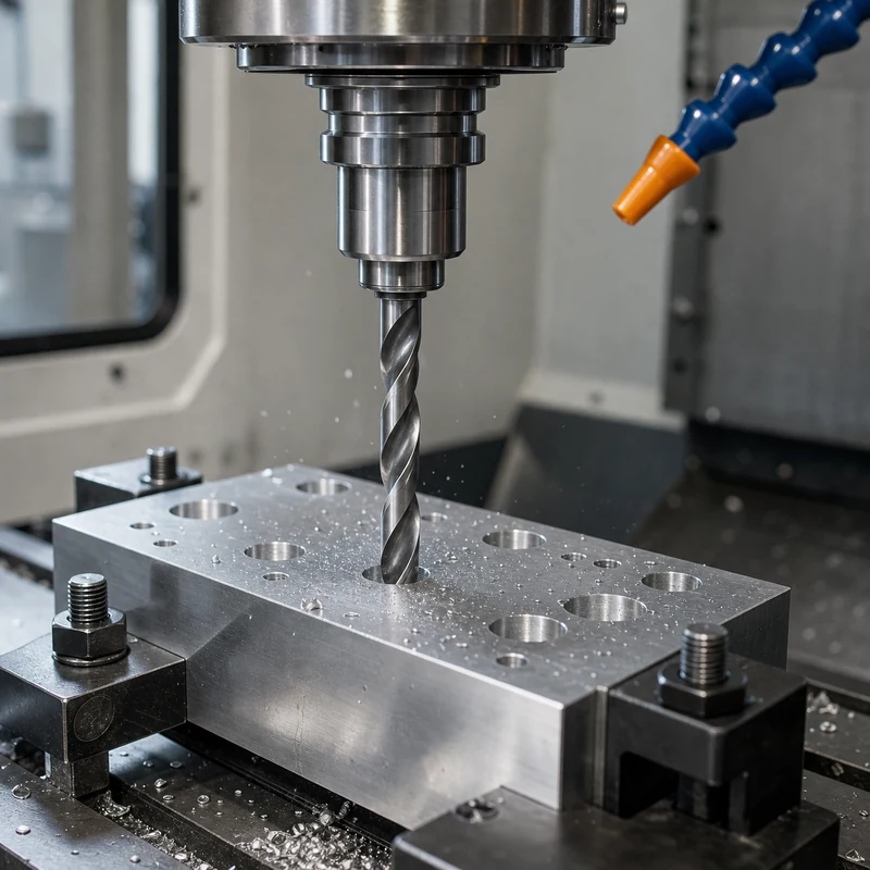 Drilling process on CNC machined parts