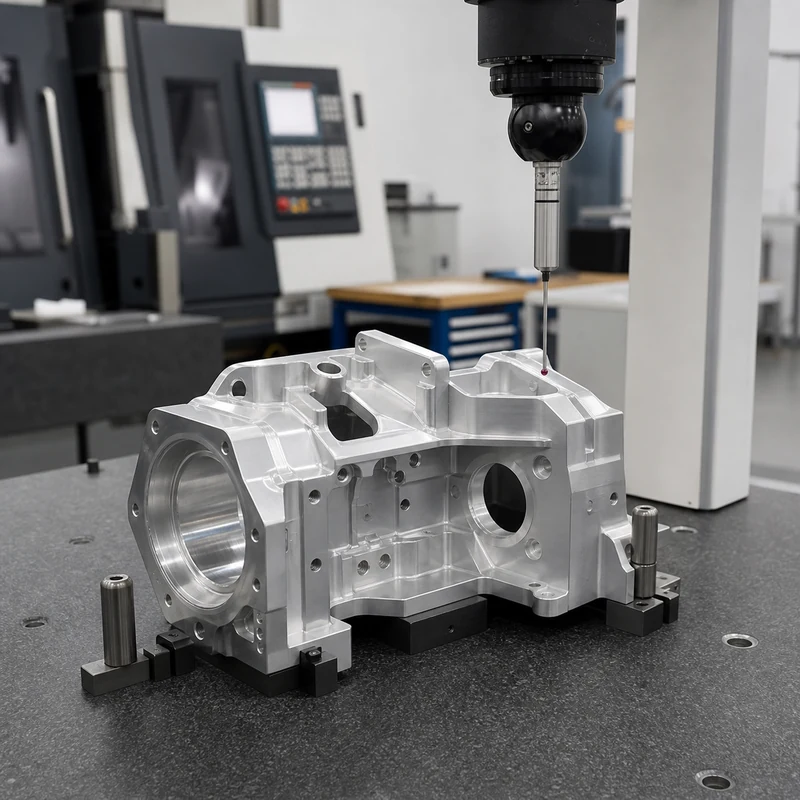 CMM inspection of a precision machined component located by fixture datum surfaces
